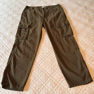 FRAME Relaxed Utility Pants Cargo Green Washed Surplus Cotton Size 28